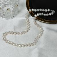 Collier de chaîne en laiton de perles d'eau douce, perle d'eau douce cultivée, avec laiton, bijoux de mode & pour femme, blanc, 6-7mm Environ 48 cm, Vendu par PC