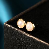 Brass Stud Earring, with Opal, fashion jewelry & for woman, 7mm 