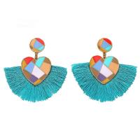 Boucle d'oreille goutte Zinc Alloy, alliage de zinc, avec Fils de polyester, Placage de couleur d'or, bijoux de mode & pour femme & émail, plus de couleurs à choisir Vendu par paire