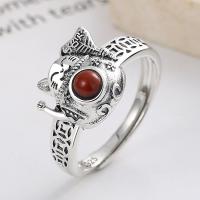 Anillo de Plata Ley, Plata de ley 925, con Yunnan Red Agate, Acabado antiguo, Joyería & para mujer, 12mm, Vendido por UD