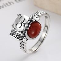 Anillo de Plata Ley, Plata de ley 925, con Yunnan Red Agate, Acabado antiguo, Joyería & para mujer, 14mm, Vendido por UD