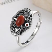 Anillo de Plata Ley, Plata de ley 925, con Yunnan Red Agate, Acabado antiguo, Joyería & para mujer, 11mm, Vendido por UD