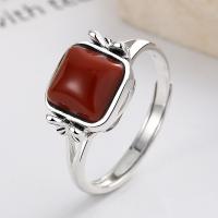 Anillo de Plata Ley, Plata de ley 925, con Yunnan Red Agate, Acabado antiguo, Joyería & para mujer, 9.5mm, Vendido por UD