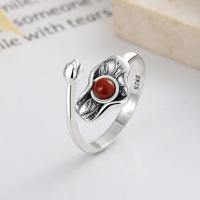 Anillo de Plata Ley, Plata de ley 925, con Yunnan Red Agate, Acabado antiguo, Joyería & para mujer, 13mm, Vendido por UD