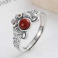 Anillo de Plata Ley, Plata de ley 925, con Yunnan Red Agate, Acabado antiguo, Joyería & para mujer, 11mm, Vendido por UD