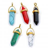 Gemstone Jewelry Pendant, 304 Stainless Steel, with Natural Stone, Vacuum Ion Plating, DIY 42mm Approx 4mm 