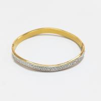 Stainless Steel Bangle, 304 Stainless Steel, plated, fashion jewelry & for woman & with rhinestone, golden, 6mm 