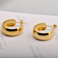 Boucles d'oreilles en acier titane, bijoux de mode & pour femme, doré, 2mm, Vendu par paire