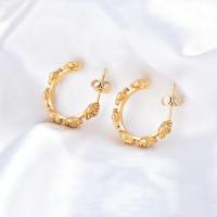 Boucles d'oreilles en acier titane, Plaqué or 18K, bijoux de mode & pour femme, doré, 24.1mm, Vendu par paire