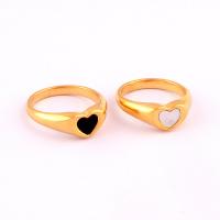 Anillo de dedo de acero Titanium de, Partículas de acero, Corazón, 18K chapado en oro, diverso tamaño para la opción & para mujer & esmalte, más colores para la opción, Vendido por UD