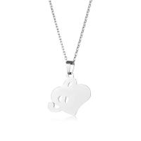 Cubic Zirconia Stainless Steel Necklace, 304 Stainless Steel, with 5CM extender chain, Heart, polished, fashion jewelry & for woman & hollow Approx 45 cm 