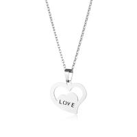 Cubic Zirconia Stainless Steel Necklace, 304 Stainless Steel, with 5CM extender chain, Heart, polished, fashion jewelry & for woman & hollow Approx 45 cm 