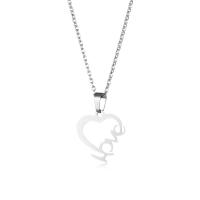 Cubic Zirconia Stainless Steel Necklace, 304 Stainless Steel, with 5CM extender chain, Heart, polished, fashion jewelry & for woman & hollow Approx 45 cm 