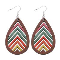 Wood Earring, деревянный, Каплевидная форма, Печати, ювелирные изделия моды & различные модели для выбора & Женский продается Пара