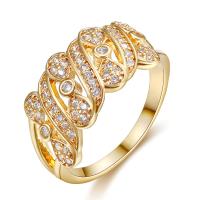 Cubic Zirconia Micro Pave Brass Finger Ring, fashion jewelry & micro pave cubic zirconia & for woman, golden 