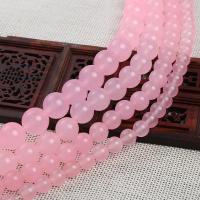 Single Gemstone Beads, Chalcedony, Round, DIY pink Approx 38-40 cm 