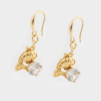 Silver Earring Zircon pavent Sterling, Argent sterling 925, Placage de couleur d'or, bijoux de mode & pavé de micro zircon & pour femme Vendu par paire