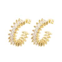 Brass Stud Earring, high quality gold color plated, fashion jewelry & micro pave cubic zirconia & for woman 