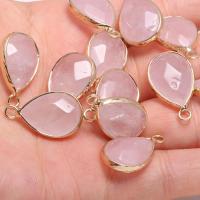 Natural Quartz Pendants, Iron, with Rose Quartz, DIY, pink 