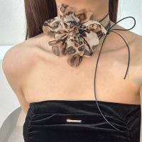 Mode Choker Halskette, Stoff, mit Wachsschnur, Blume, Modeschmuck, keine, 107x107mm, verkauft von PC