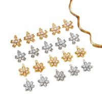 Cubic Zirconia Micro Pave Brass Pendant, Flower, real gold plated, DIY & micro pave cubic zirconia 