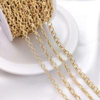 Brass Oval Chain, 14K gold plated, DIY golden cm 