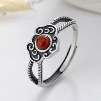 Anillo de Plata Ley, Plata de ley 925, con Yunnan Red Agate, Acabado antiguo, Joyería & diferentes estilos para la opción & para mujer, Vendido por UD