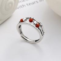 Anillo de Plata Ley, Plata de ley 925, con Yunnan Red Agate, Acabado antiguo, Joyería & para mujer, 7mm, Vendido por UD