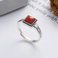 Anillo de Plata Ley, Plata de ley 925, con Yunnan Red Agate, Acabado antiguo, Joyería & para mujer, 8.5mm, Vendido por UD