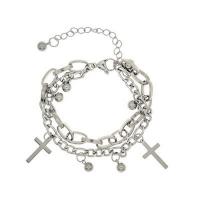 Moda pulseras de la aleación de Zinc, Cruces, chapado en color de plata, Doble capa & Joyería & unisexo, longitud:aproximado 22 cm, Vendido por UD