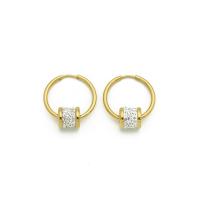 Boucles d'oreilles en acier titane, Placage de couleur d'or, bijoux de mode & pavé de micro zircon & pour femme Vendu par paire