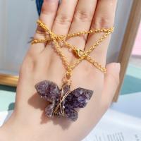 Natural Quartz Pendants, with Zinc Alloy, Butterfly, DIY & for woman, 5-6CM 