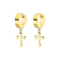 Huggie Hoop Drop Earring, Нержавеющая сталь 304, Kресты, вакуумное ионное покрытие, ювелирные изделия моды & Мужская, Много цветов для выбора, продается PC