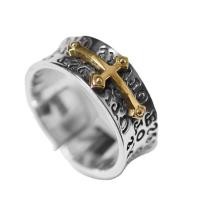 Zinc Alloy Finger Ring, Cross, plated, Adjustable & for man, original color 