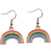 boucle d'oreille de goutte en Zinc Alloy et Émail  , alliage de zinc, Arc en ciel, plaqué de couleur d'or KC, Vintage & bijoux de mode & pour femme & émail, couleurs d'arc-en-ciel  Vendu par paire