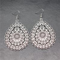 Boucle d'oreille goutte Zinc Alloy, alliage de zinc, larme, Plaqué de couleur d'argent, Vintage & bijoux de mode & pour femme & creux  Vendu par paire