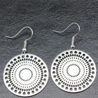 Boucle d'oreille goutte Zinc Alloy, alliage de zinc, Plat rond, Plaqué de couleur d'argent, Vintage & bijoux de mode & pour femme & creux  Vendu par paire