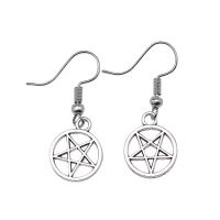 Boucle d'oreille goutte Zinc Alloy, alliage de zinc, Pentagram, Plaqué de couleur d'argent, Vintage & bijoux de mode & pour femme & creux  Vendu par paire