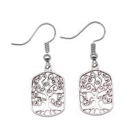 Boucle d'oreille goutte Zinc Alloy, alliage de zinc, Arbre de vie, Plaqué de couleur d'argent, Vintage & bijoux de mode & pour femme & creux  Vendu par paire