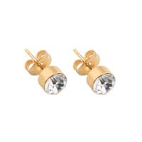 Stainless Steel Stud Earring, 304 Stainless Steel, Vacuum Ion Plating, fashion jewelry & for woman & with rhinestone, golden 