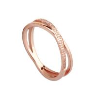 Anillo de dedo de acero Titanium de, Partículas de acero, Chapado en oro rosa 18K, diverso tamaño para la opción & para mujer & con diamantes de imitación, color de rosa dorada, Vendido por UD