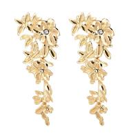 Boucle d'oreille de goutte en fer, fleur, Placage de couleur d'or, bijoux de mode & pour femme Vendu par paire