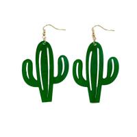 Boucle d'oreille de goutte acrylique, Opuntia Stricta, bijoux de mode & pour femme, vert Vendu par paire