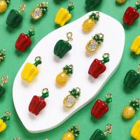 Zinc Alloy Enamel Pendants, Fruit, plated, DIY & with rhinestone 