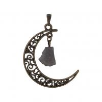 Gemstone Zinc Alloy Pendants, Natural Stone, with Zinc Alloy, Moon, fashion jewelry & Unisex, 36MM 