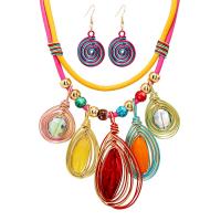 ensembles de bijoux de mode en alliage zinc, alliage de zinc, boucle d'oreille & collier, avec plastique, avec 7CM chaînes de rallonge, Placage, 2 pièces & Style bohème & pour femme Environ 42 cm, Vendu par fixé