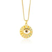 Collier Evil Eye bijoux, laiton, avec 5CM chaînes de rallonge, Plaqué d'or, styles différents pour le choix & pavé de micro zircon & pour femme, Or cm, Vendu par PC