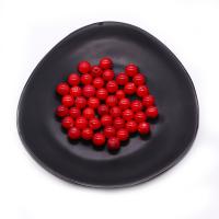 Single Gemstone Beads, Synthetic Coral, Round, DIY & half-drilled, red 