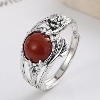 Anillo de Plata Ley, Plata de ley 925, con Yunnan Red Agate, Acabado antiguo, Joyería & para mujer, 12mm, Vendido por UD