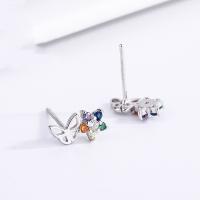 Silver Earring Zircon pavent Sterling, Argent sterling 925, bijoux de mode & pavé de micro zircon & pour femme Vendu par paire